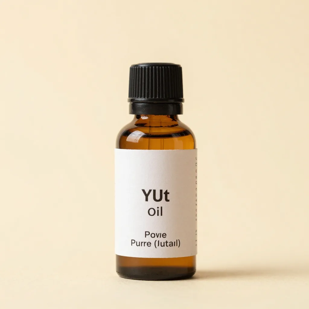 A 10ml bottle of pure yuzu oil on a light background