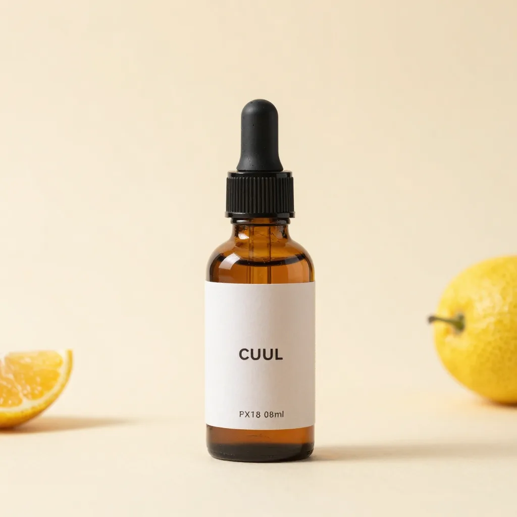 A 30ml bottle of pure yuzu oil on a light background